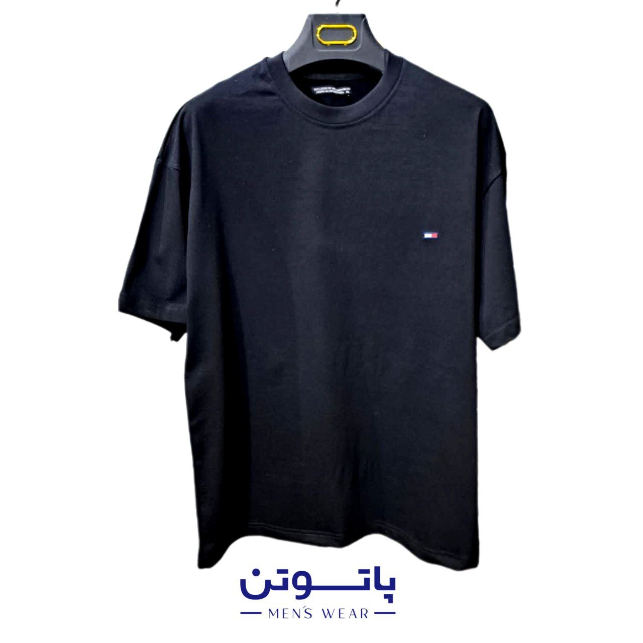 تیشرت یقه گرد مشکی تامی قواره باکسی - تصویر 3