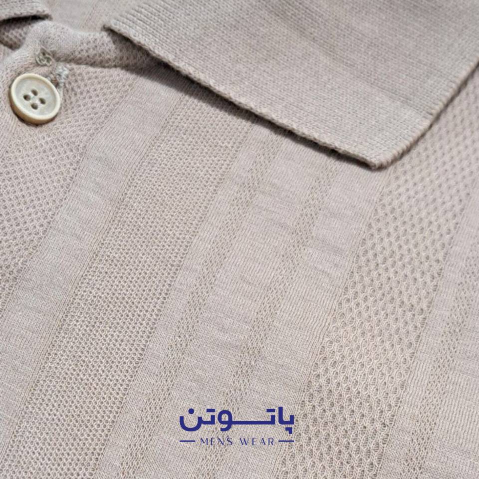 پولوشرت سه دکمه پنبه ژاکارد مردانه -PIR86 - تصویر 4